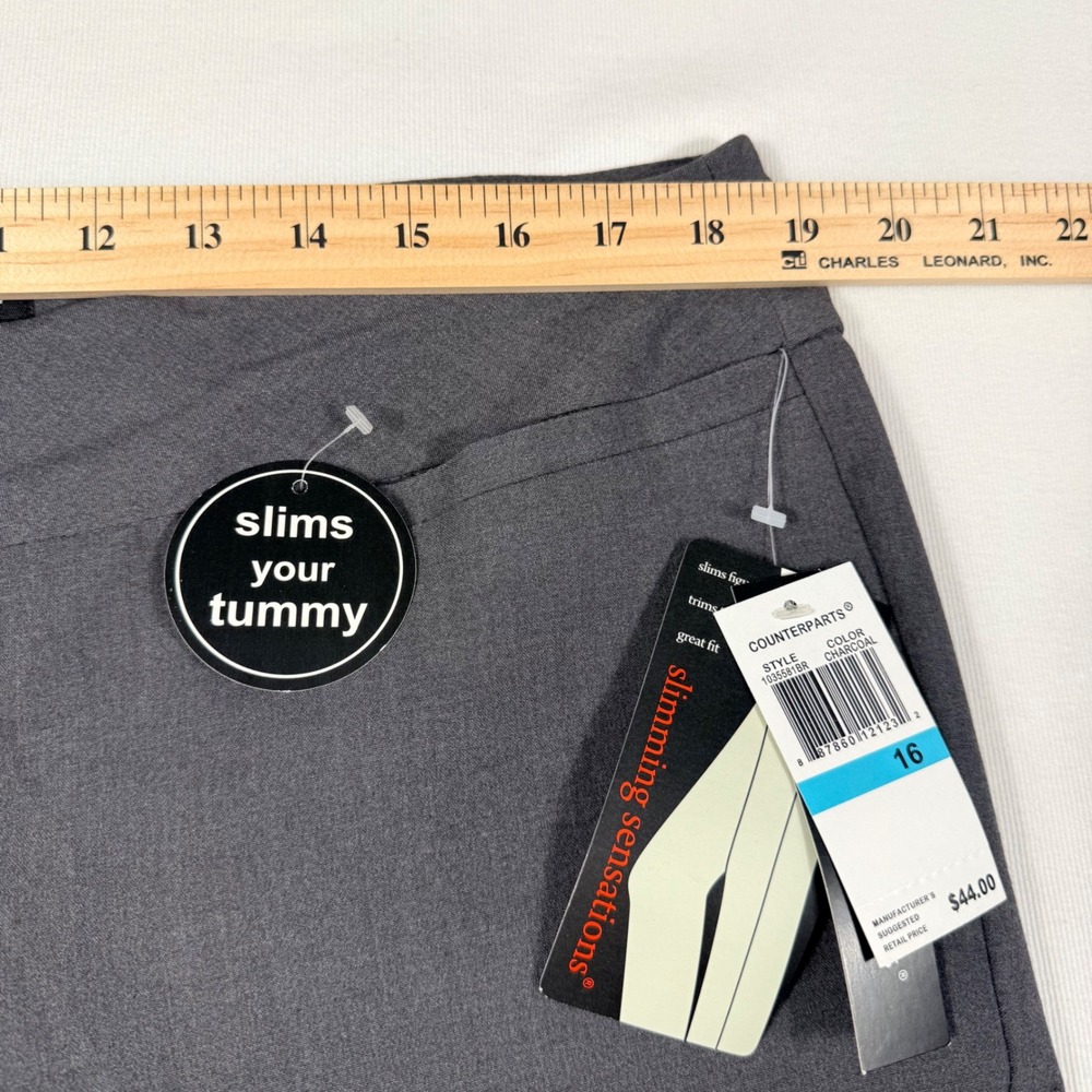 Counterparts Slimming Sensations Pants 16 Charcoal Gray Tummy Control Stretch - Picture 5 of 10